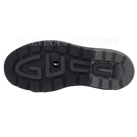 GUCCI BOOTS MENS CHELSEA BLACK LEATHER ANKLE w INTERLOCKING LOGO sz 9.5 10 - Picture 13 of 15